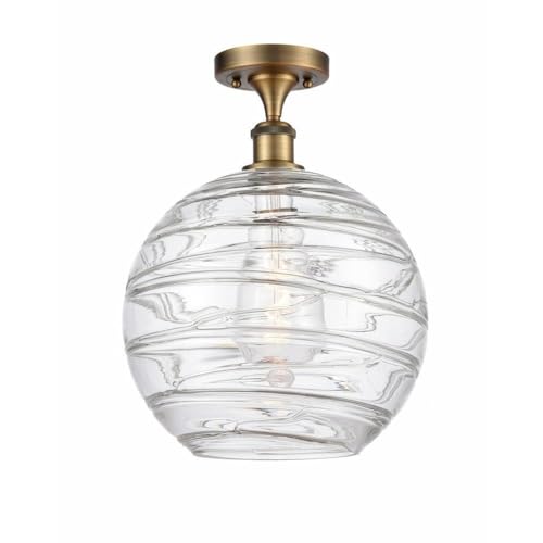 Extra Large Deco Swirl 1-Light Semi-Flush Mount Ceiling Light Fixture - Brushed Brass Finish - Ballston Collection - Perfect for Dining Room, Bedroom or Entryway Lighting