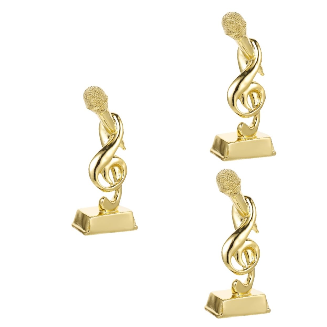 Yardwe 3-Piece Gold Musical Trophy Microphone Set - Mini Singing Trophy Decor for Kids, Tabletop Awards, Resin Music Note Gift for Children - Perfect for Birthday Parties, Music Competitions & Sports Awards