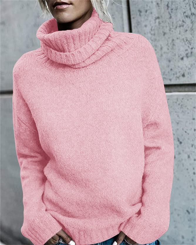 FISACE Women's Oversized Turtleneck Sweater - Cable Knit Long Sleeve Pullover Top for Winter | Cozy Casual Wear for Office, Date Night & Fall Outfits