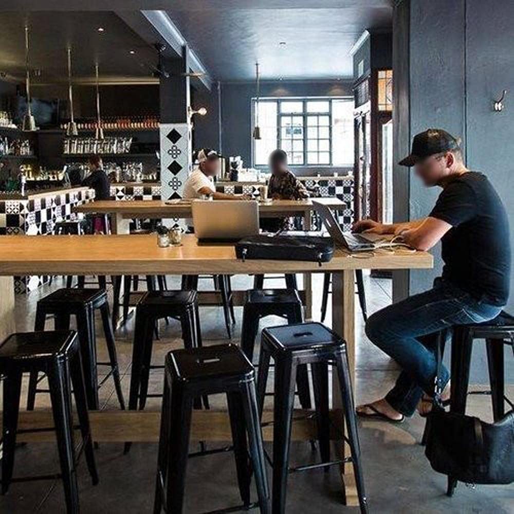 Topeakmart 30 Inch Metal Bar Stools Set of 4 - Heavy Duty Black Stackable Counter Height Stools for Indoor & Outdoor Use - Perfect for Kitchen Island, Bar Counter, Patio, and Restaurant Seating