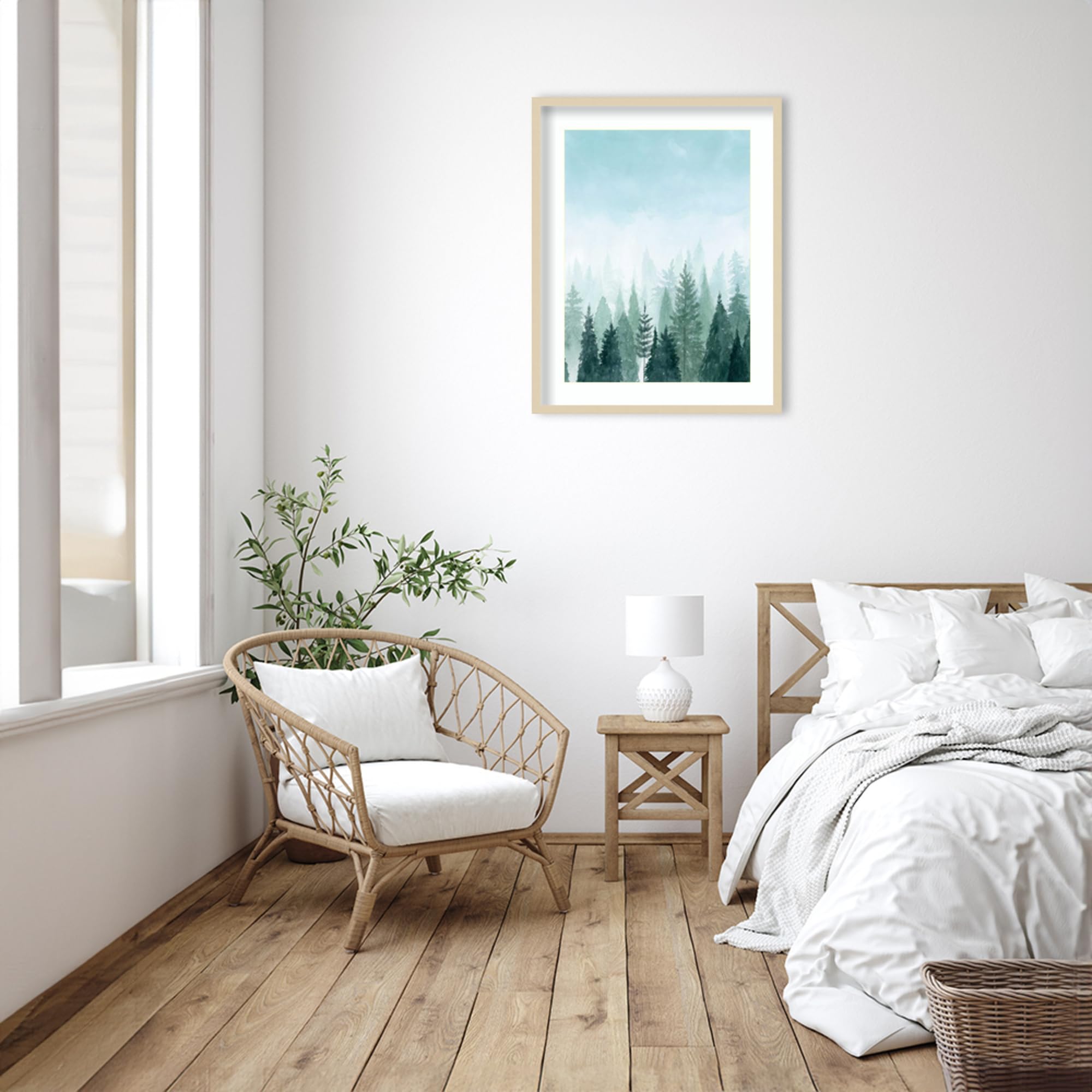 Amanti Art Framed Wall Art Print 33x26 - Into the Trees II by Grace Popp | Modern Landscape Painting for Living Room, Bedroom, Bathroom & Kitchen Decor | Large Contemporary Wall Art for Home & Office