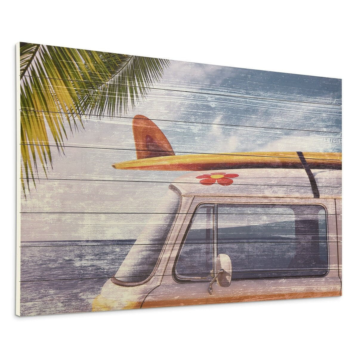 Beach Bound Wooden Wall Art - Handcrafted Solid Wood Digital Print for Coastal Home Decor - Perfect for Living Room, Bedroom & Beach House Interiors