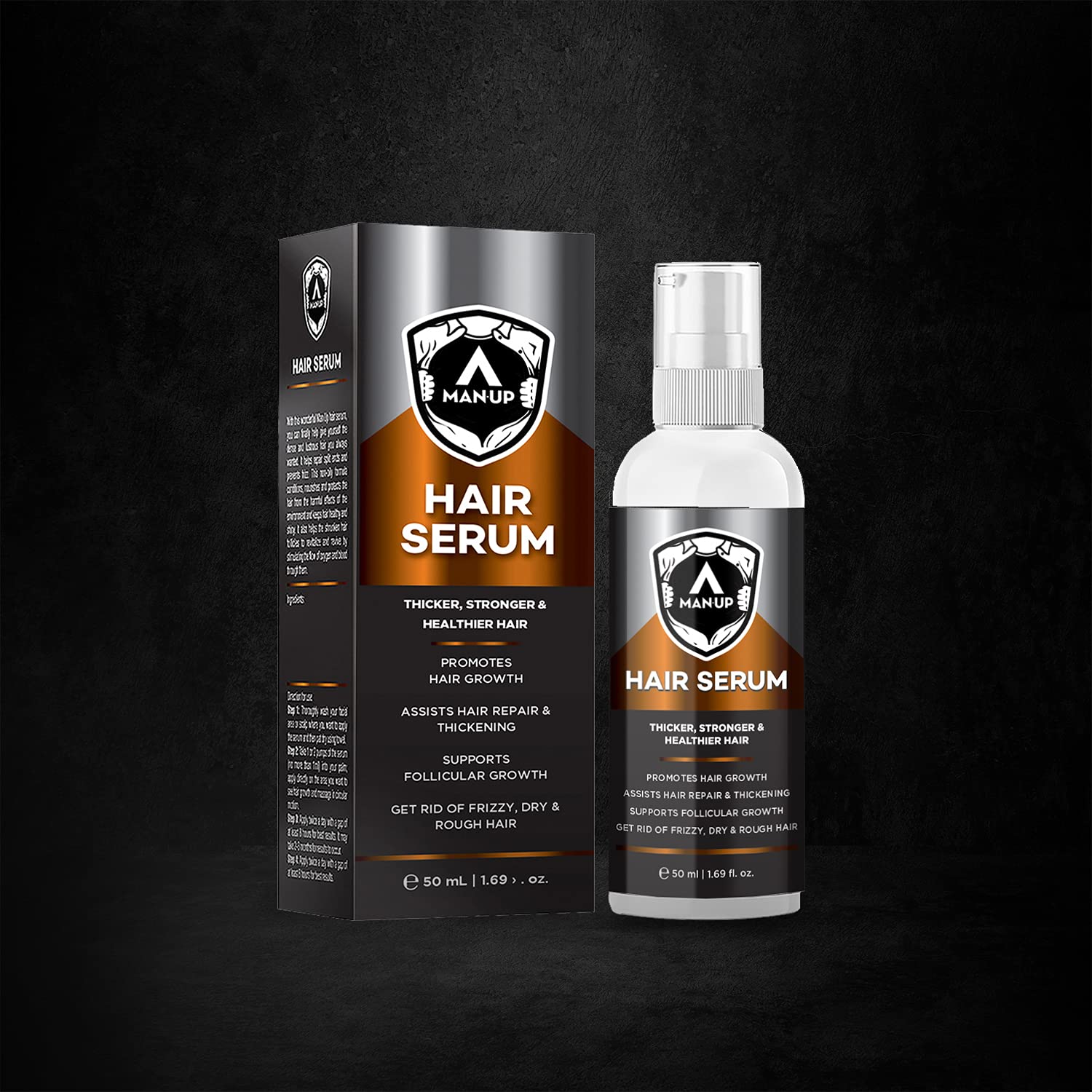 Man-Up Hair Serum with Argan Oil for Thicker, Stronger & Healthier Hair - 50ml | Natural Hair Growth Treatment for Men | Perfect for Daily Use & Styling