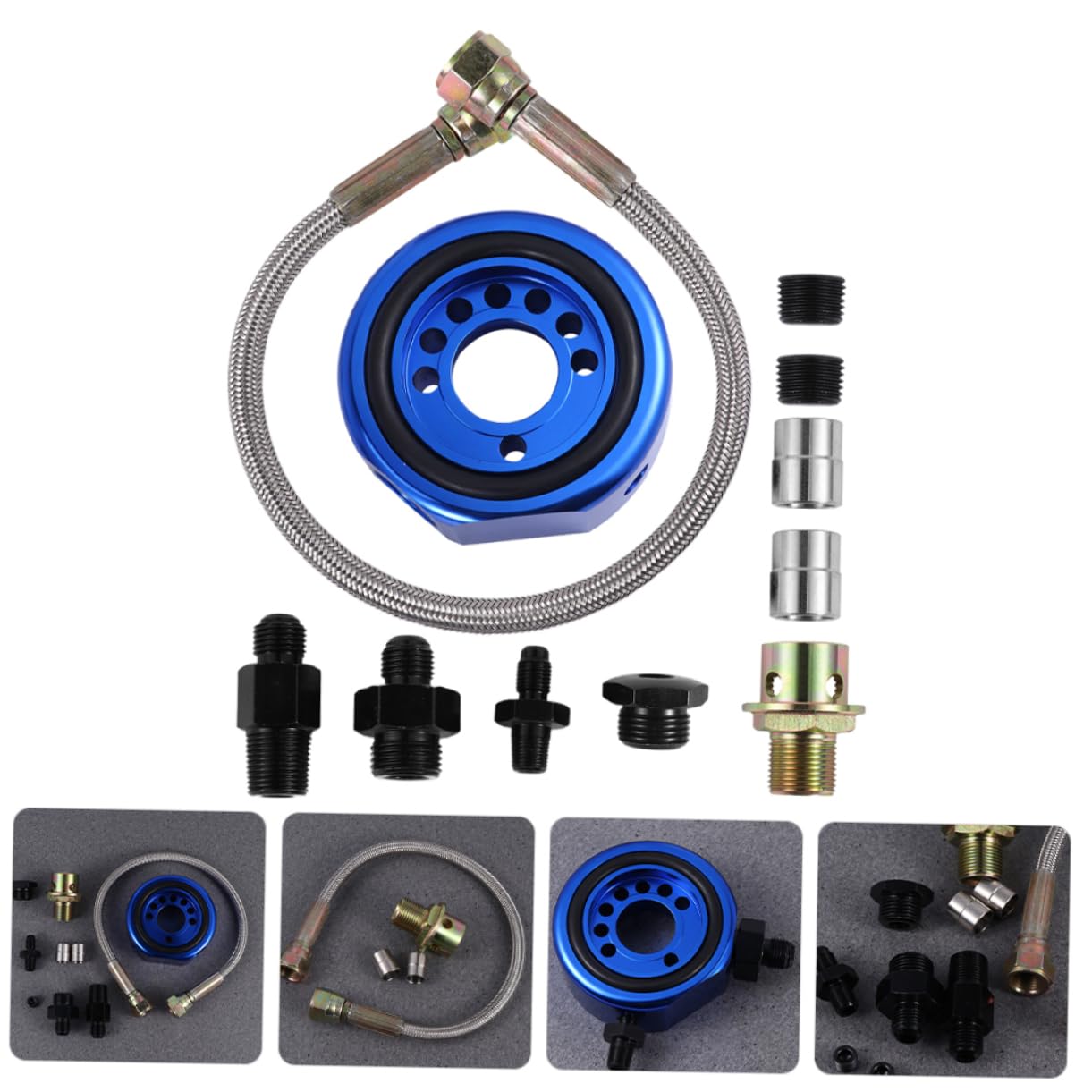 Gatuida Oil Temperature Gauge Kit - Car Engine Sandwich Plate Cooler Relocator with Thread Plate Suppressor - Perfect for Performance Upgrades & Engine Cooling Systems