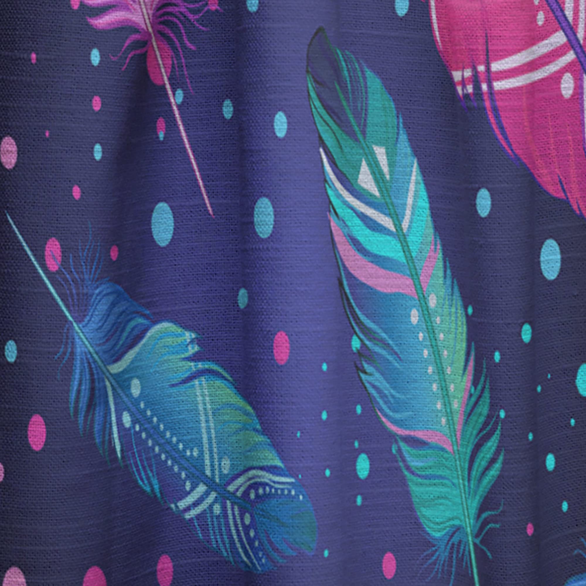 DesignQ Thermal Insulated Curtains - Painted Bird Feathers Pattern - Single Panel 52x120 - Blackout Drapes for Bedroom & Living Room - Perfect for Home Decor, Privacy & Energy Efficiency
