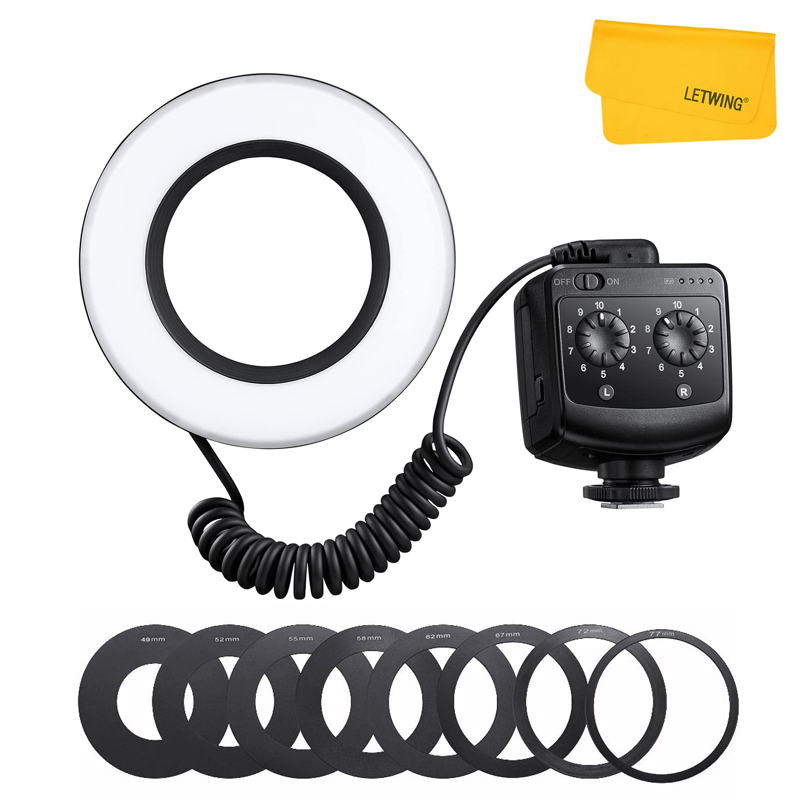 Godox Ring 72 Macro LED Ring Light with 8 Lens Adapter Rings for Canon Nikon Pentax Olympus DSLR Cameras - Perfect for Macro Photography, Product Shooting & Beauty Portraits