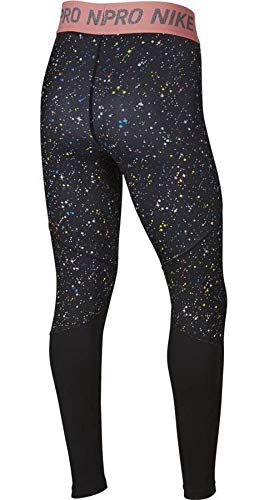 Nike Kids Girls Pro Warm Printed Tights - Black/Pink Gaze - Little Kids & Big Kids (Size 14) - Soft & Comfortable for Dance, Gymnastics, and Winter Sports