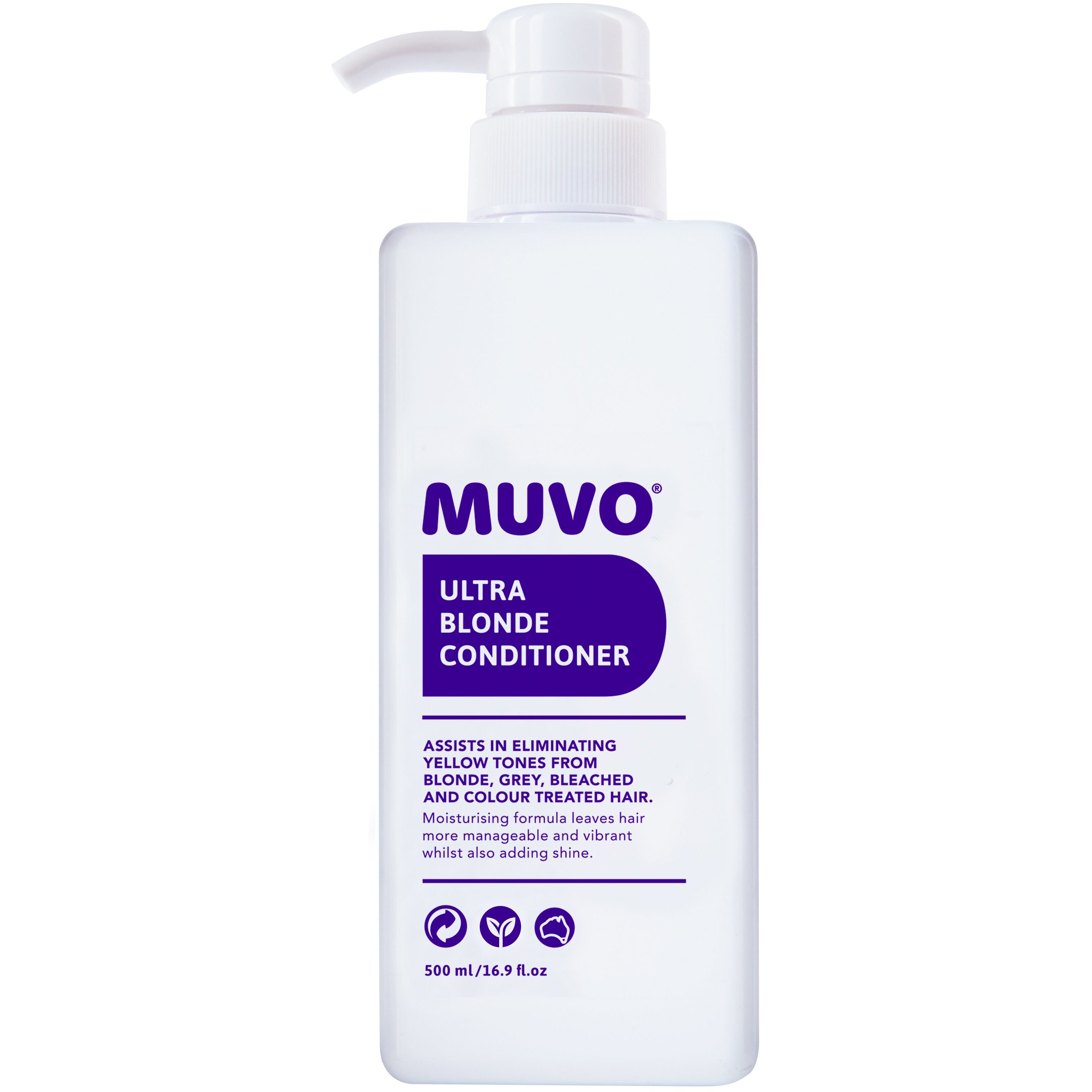 Muvo Ultra Blonde Conditioner for Blonde Hair - Purple Toning Treatment to Neutralize Brassiness & Brighten Blonde Highlights - Perfect for Salon-Quality Color Care at Home