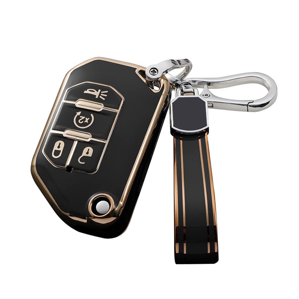 Durable TPU Key Fob Cover for Jeep Wrangler JL & Gladiator JT (2018-2021) - Shockproof Protective Case Compatible with Sahara, Rubicon & All JLU Models | Perfect for Off-Road Adventures & Daily Use