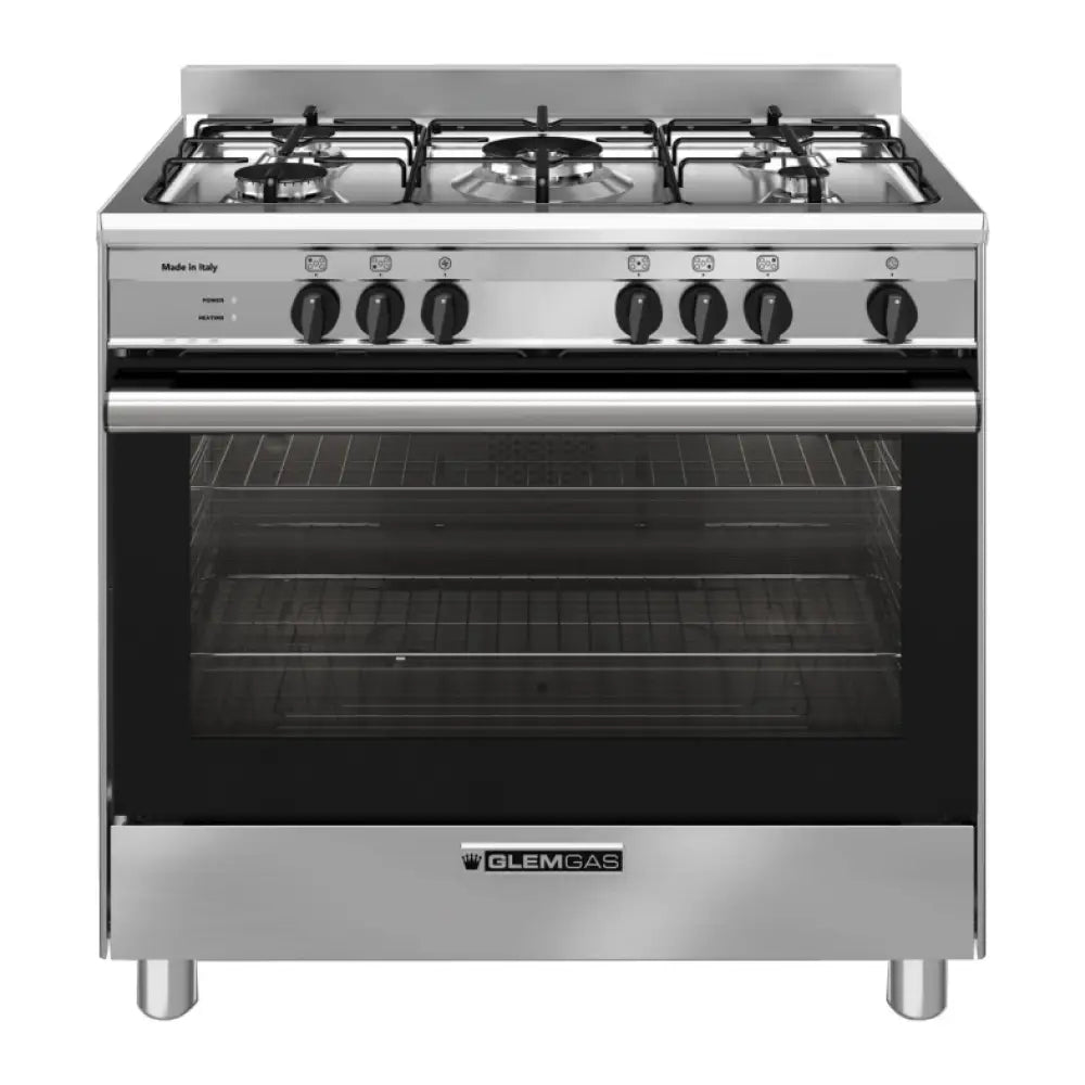 GLEM GB965GE 90cm Freestanding Dual Fuel Range with Oven - Gas Cooktop & Electric Oven for Professional Home Cooking - Perfect for Kitchens, Restaurants, and Outdoor Catering