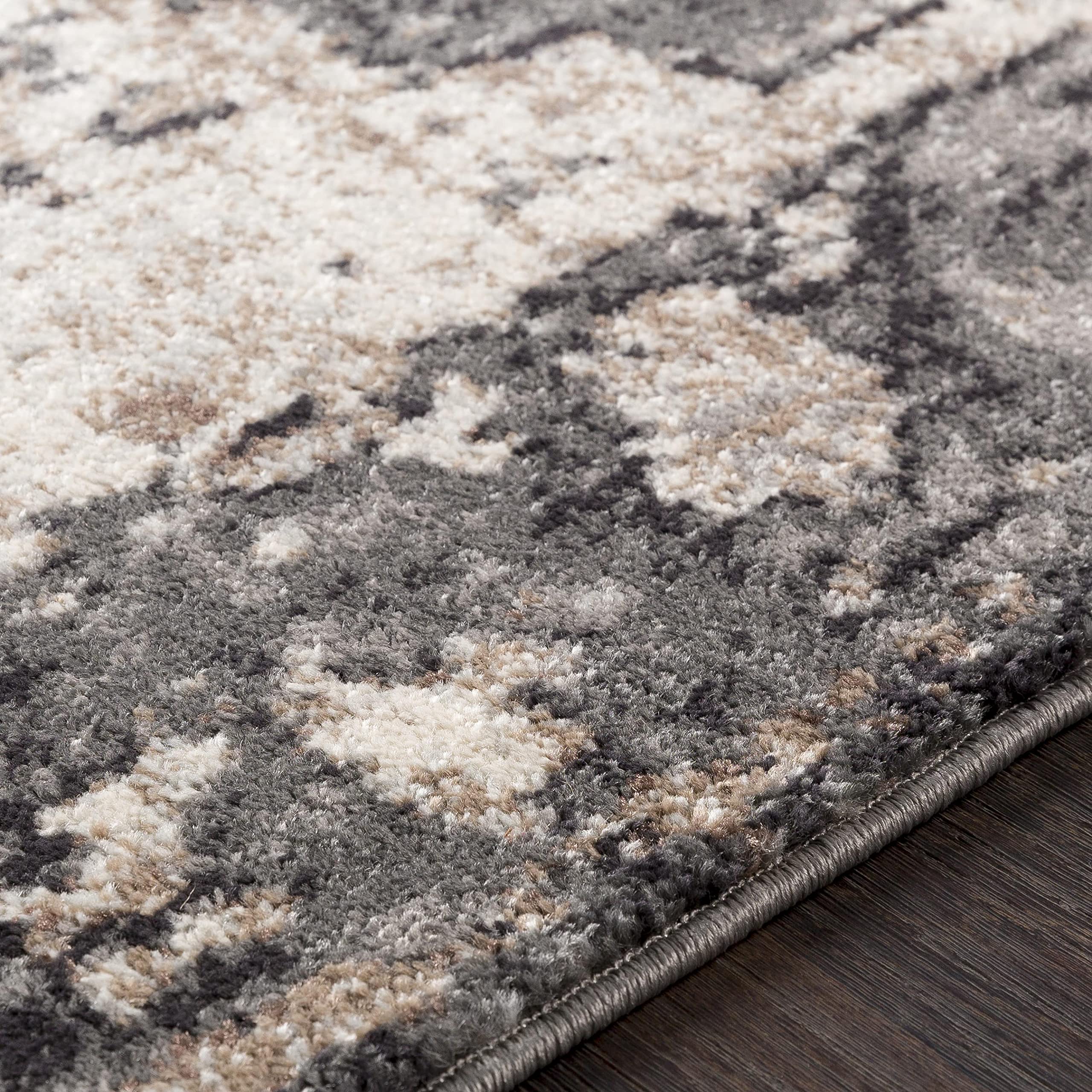 Mark&Day 2x3 Bowen Traditional Charcoal Area Rug - Soft Grey White Beige Carpet for Living Room, Bedroom, Kitchen - Non-Slip Floor Mat (2' x 3') - Perfect for Home Decor, Office & Entryway