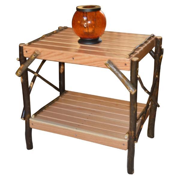 Stylish Hickory End Table for Living Room - Rustic Wood Side Table with Storage Shelf - Perfect for Small Spaces, Bedroom, or Office Decor