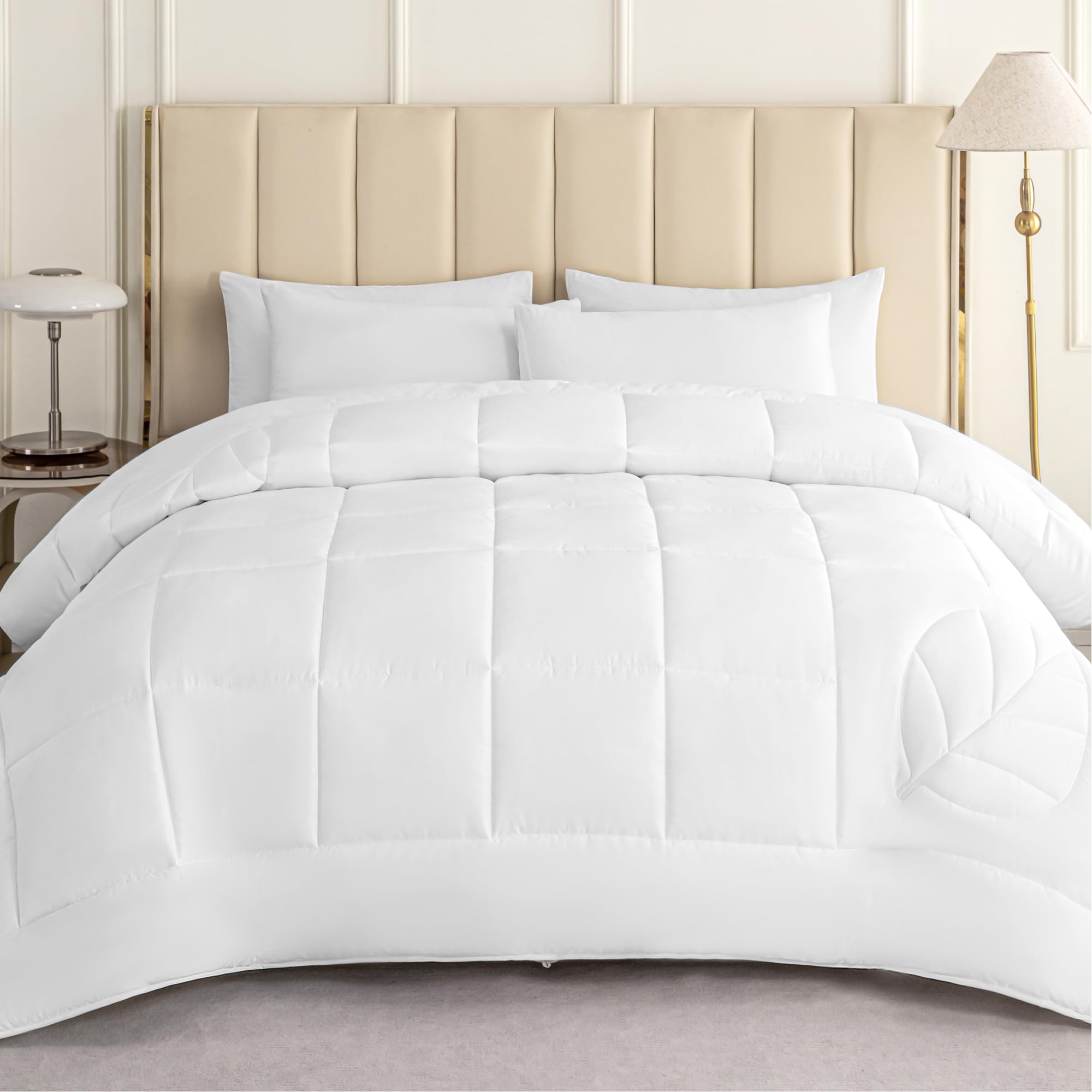 Sophia & William Tencel Lyocell Queen Size Bed Comforter - Cooling Lightweight All-Season Fluffy Duvet Insert with Quilted Design | Perfect for Hot Sleepers & Year-Round Comfort