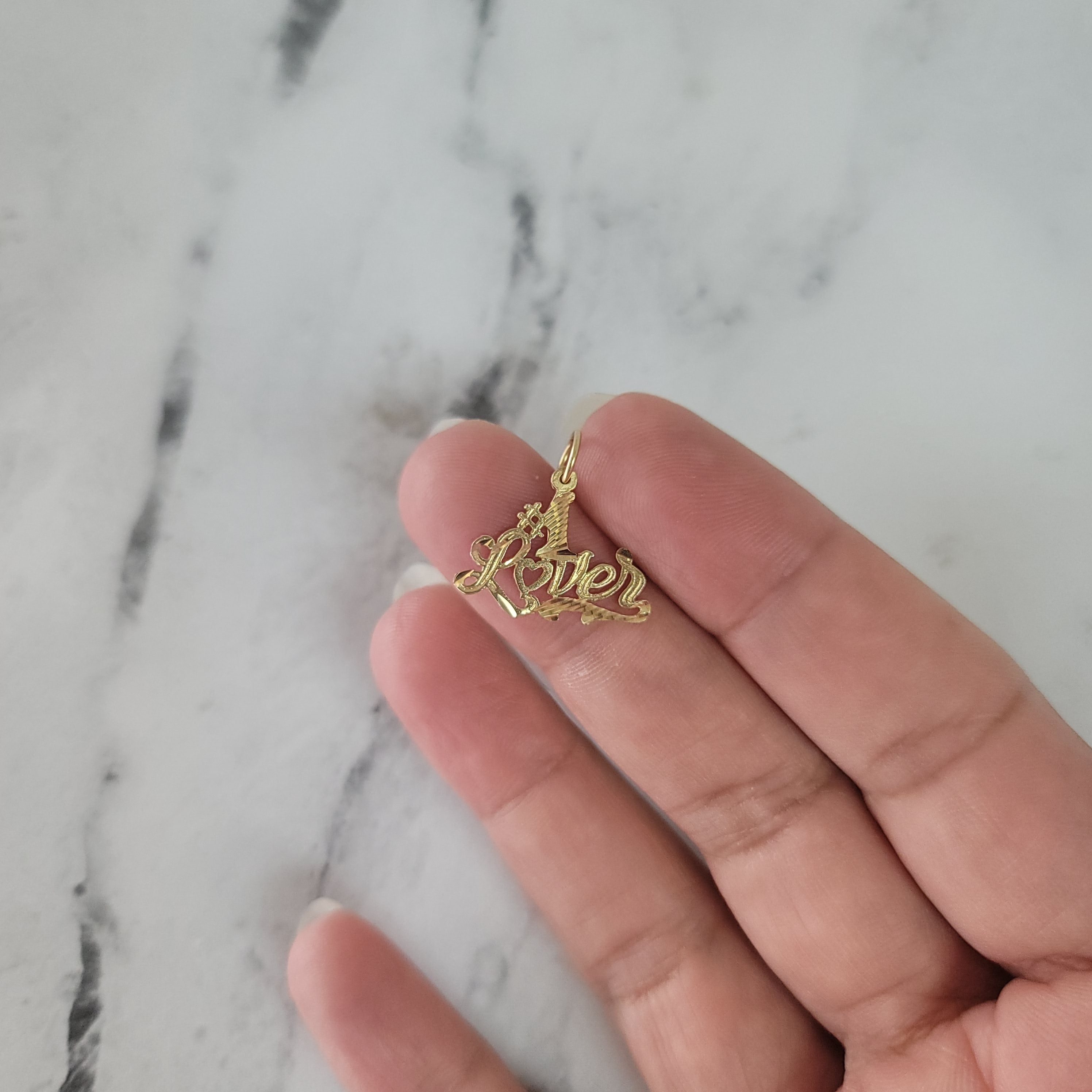 14k Yellow Gold Diamond-Cut Love Pendant Necklace - Romantic Gift for Her, Perfect for Anniversaries & Valentine's Day