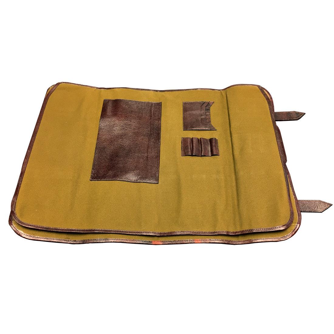 Boldric BOCK108 17-Pocket Heavy Duty Khaki Canvas Knife Roll Bag - Perfect for Chefs, Butchers & Outdoor Enthusiasts