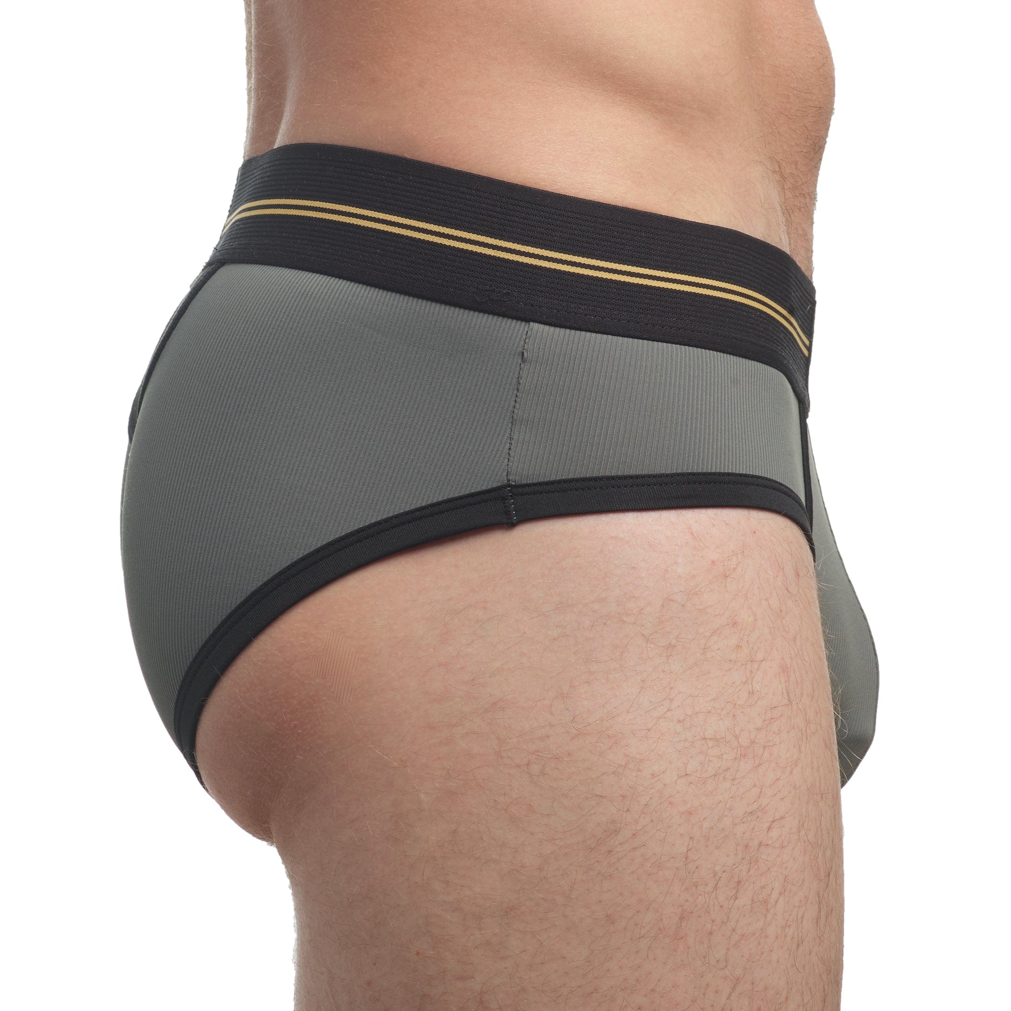 High-Performance Rib Briefs for Men - Soft & Breathable Grey Underwear - Perfect for Workouts, Running & Everyday Comfort