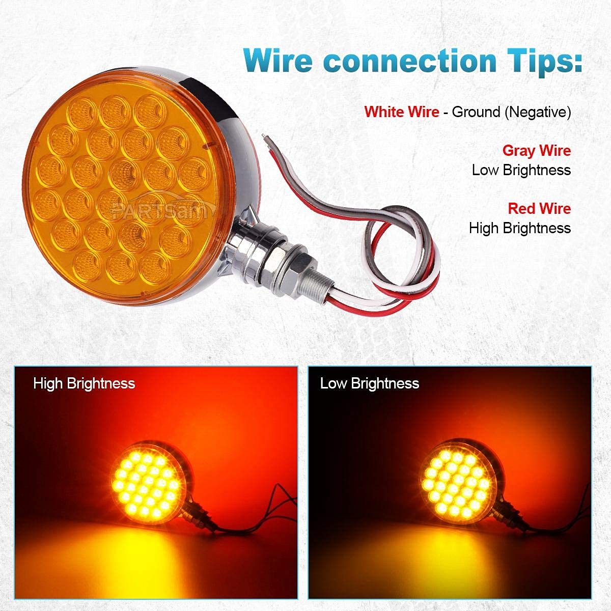 Partsam 5PCS 31LED Amber Cab Marker Roof Running Lights & 48LED Round Double Face Stop Turn Tail Lights - Heavy Duty Truck & Trailer Lighting for Enhanced Visibility & Safety