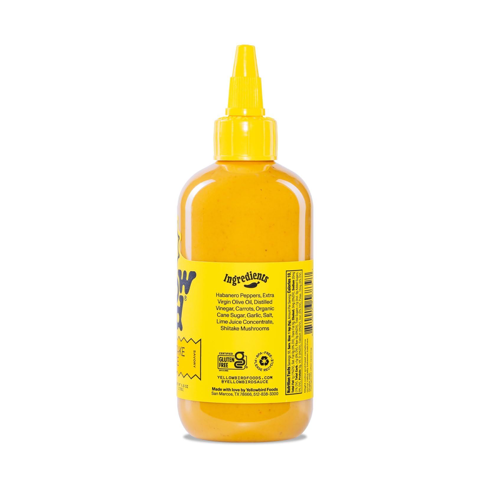 Yellowbird Small Batch Garlic Shiitake Hot Sauce 9.8 oz - Spicy Texas-Made Hot Sauce for Cooking, Grilling & Tacos | Premium Pantry Staple