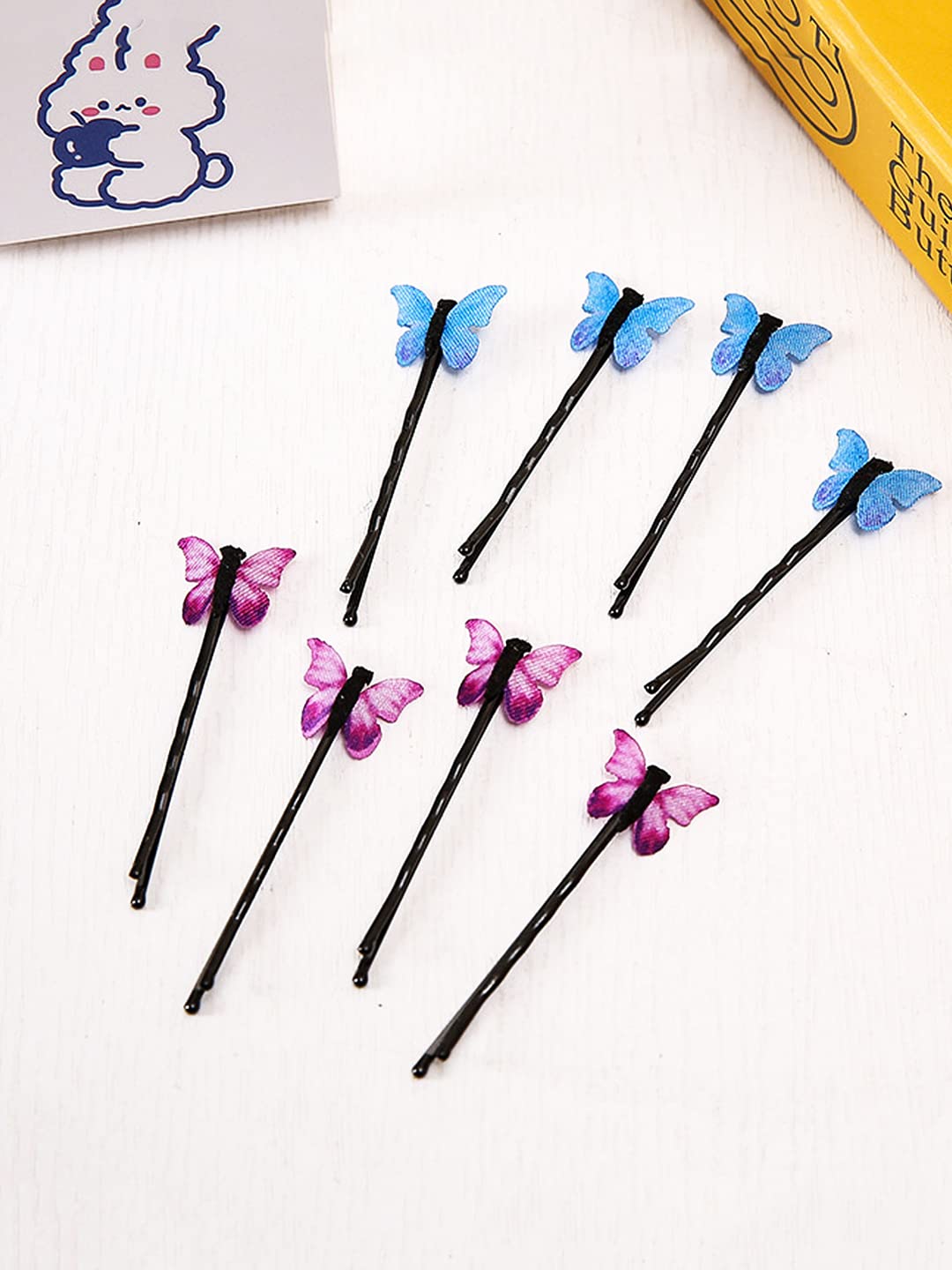**8PCS Yellow Chimes Hair Pins for Women & Girls - Crystal Pink Butterfly Bobby Pins, Hair Accessories for Women, Hair Clips for Girls - Perfect for Parties, Weddings & Daily Styling**