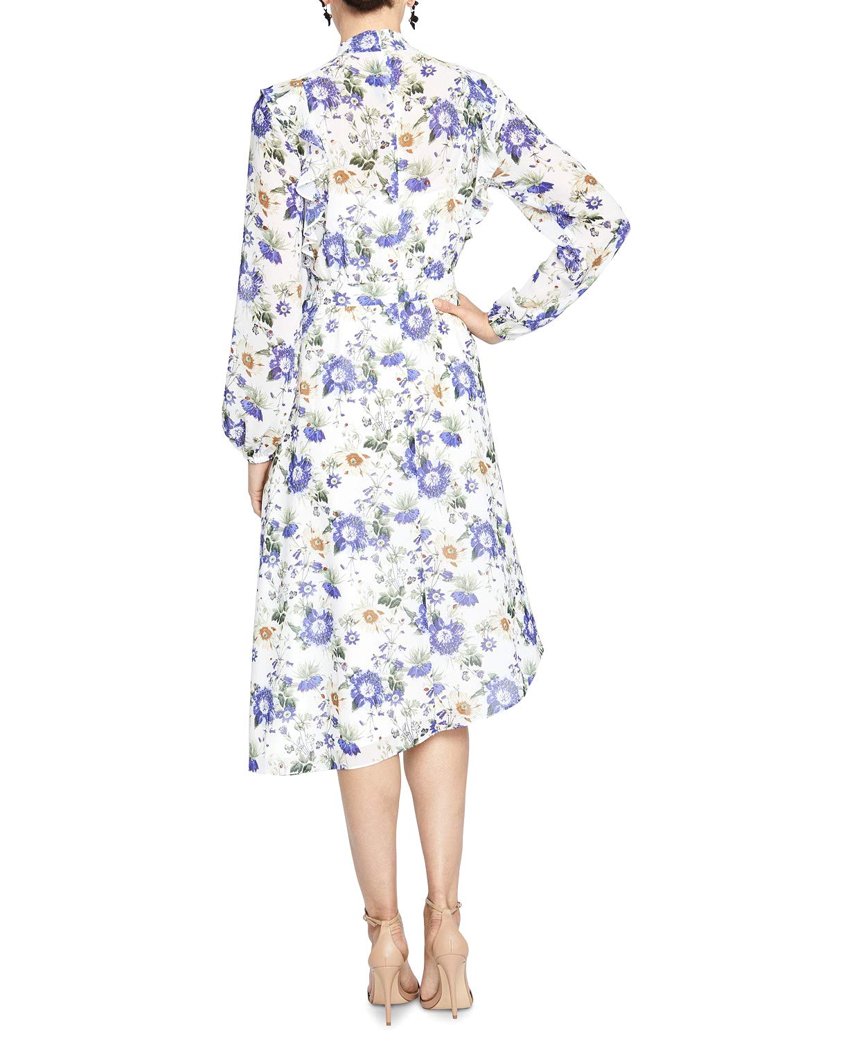 Rachel Roy Women's Sheer Floral Midi Dress - Off-White Size 4 | Elegant Summer Party Dress for Weddings, Garden Parties & Date Nights