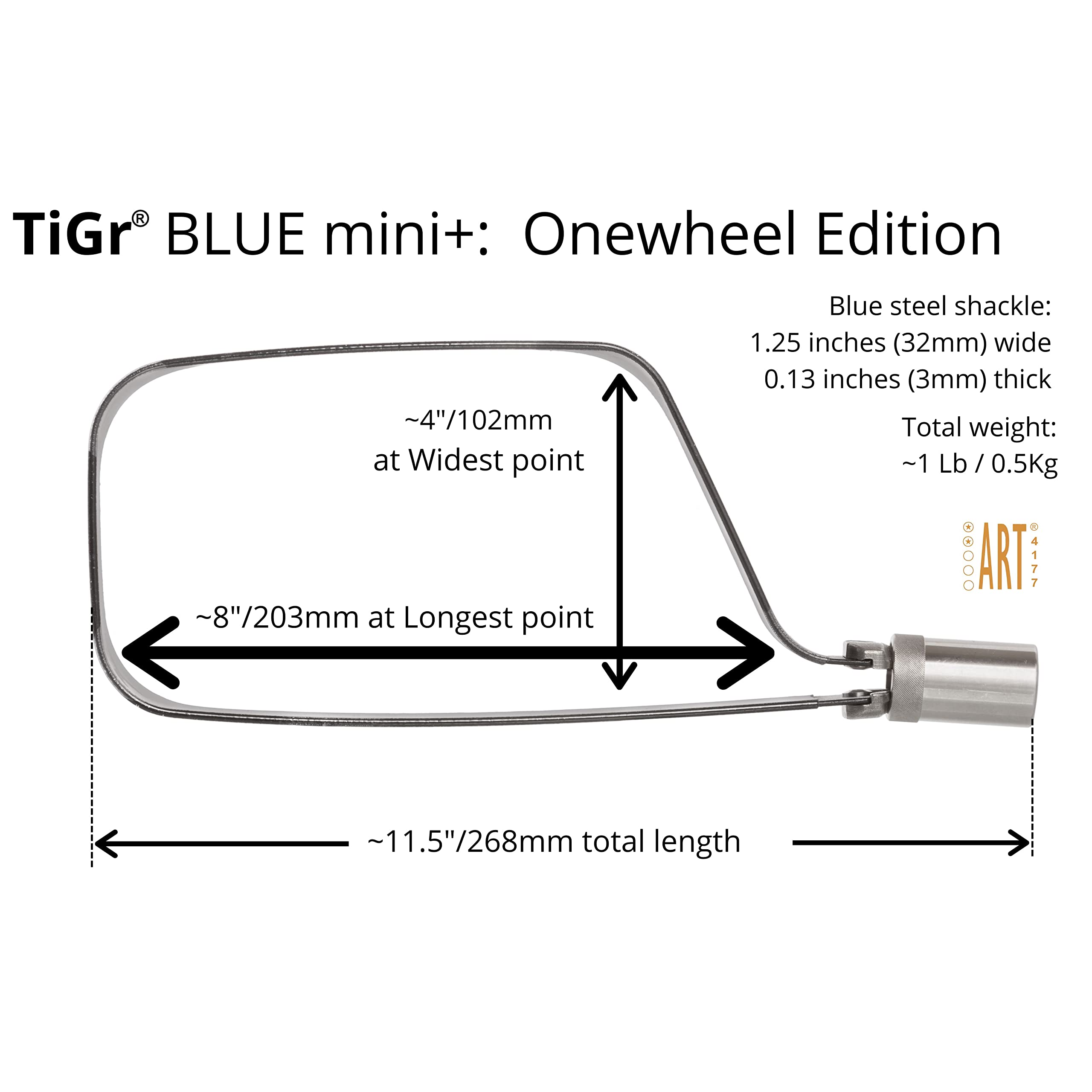 TiGr Blue Mini+ u-Lock - Premium Bicycle & E-Scooter Security Lock for eBikes, MTB, Fixie, Urban & Road Bikes | Compact & Portable for Backpacks & Frame Bags | Perfect for Commuting, City Riding & Bike Parking
