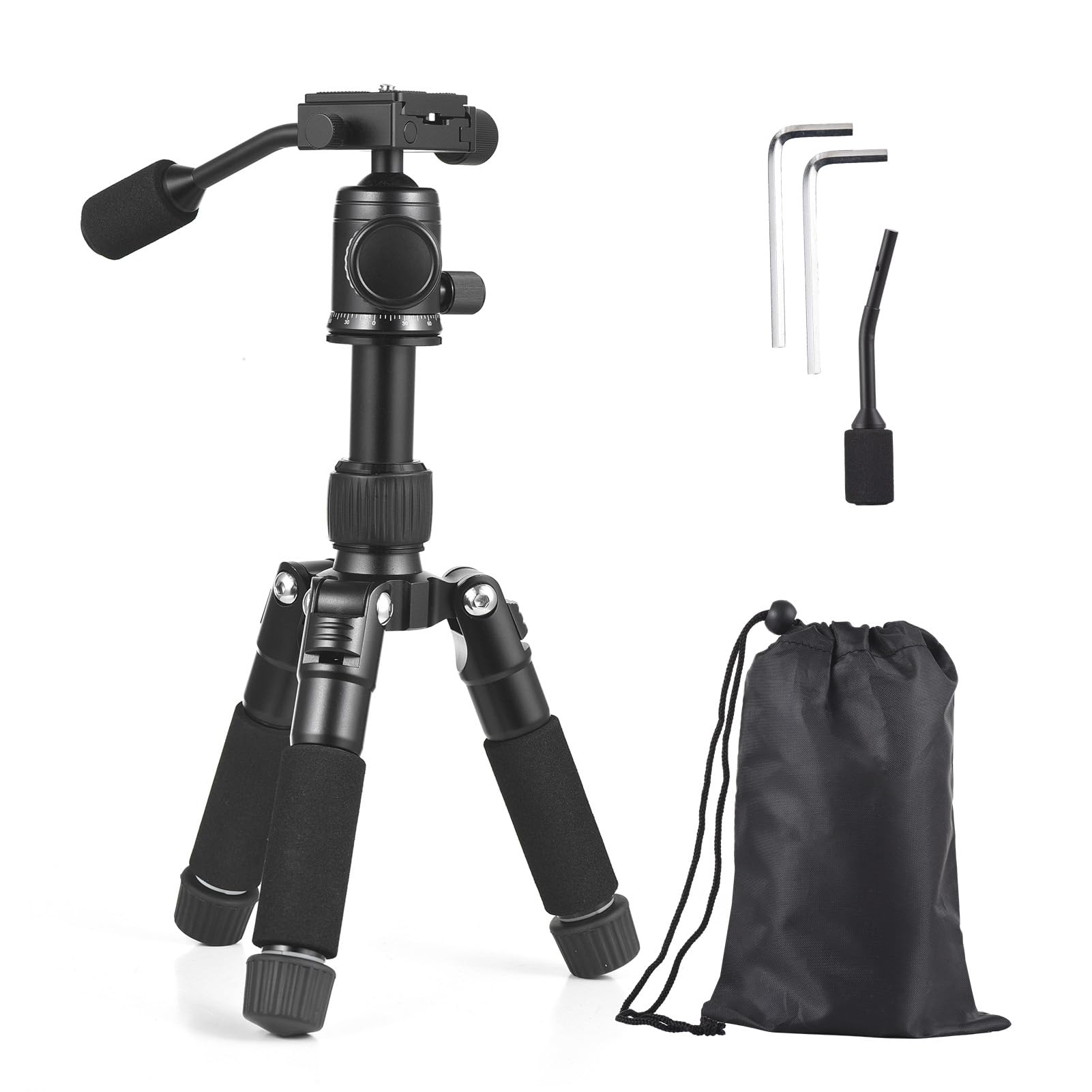 Camnoon Mini Tripod Stand - Portable Aluminum Alloy Desktop Tripod (20.5in/52cm Max Height, 5kg Load Capacity) with 360° Rotatable Ballhead & Handle for DSLR/Mirrorless Cameras - Perfect for Travel, Vlogging & Indoor Photography