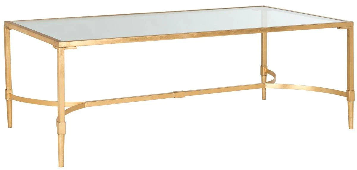 Luxury Gold Coffee Table with Tempered Glass Top - Modern Designer Living Room Furniture for Home Decor & Entertaining