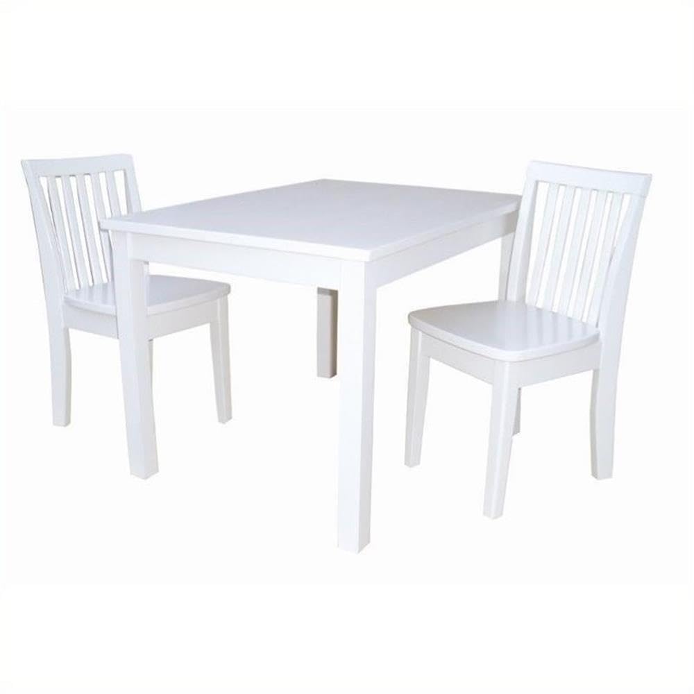 Pemberly Row 3-Piece Mission Dining Table Set in Linen White - Perfect for Kitchen, Dining Room & Small Space Homes