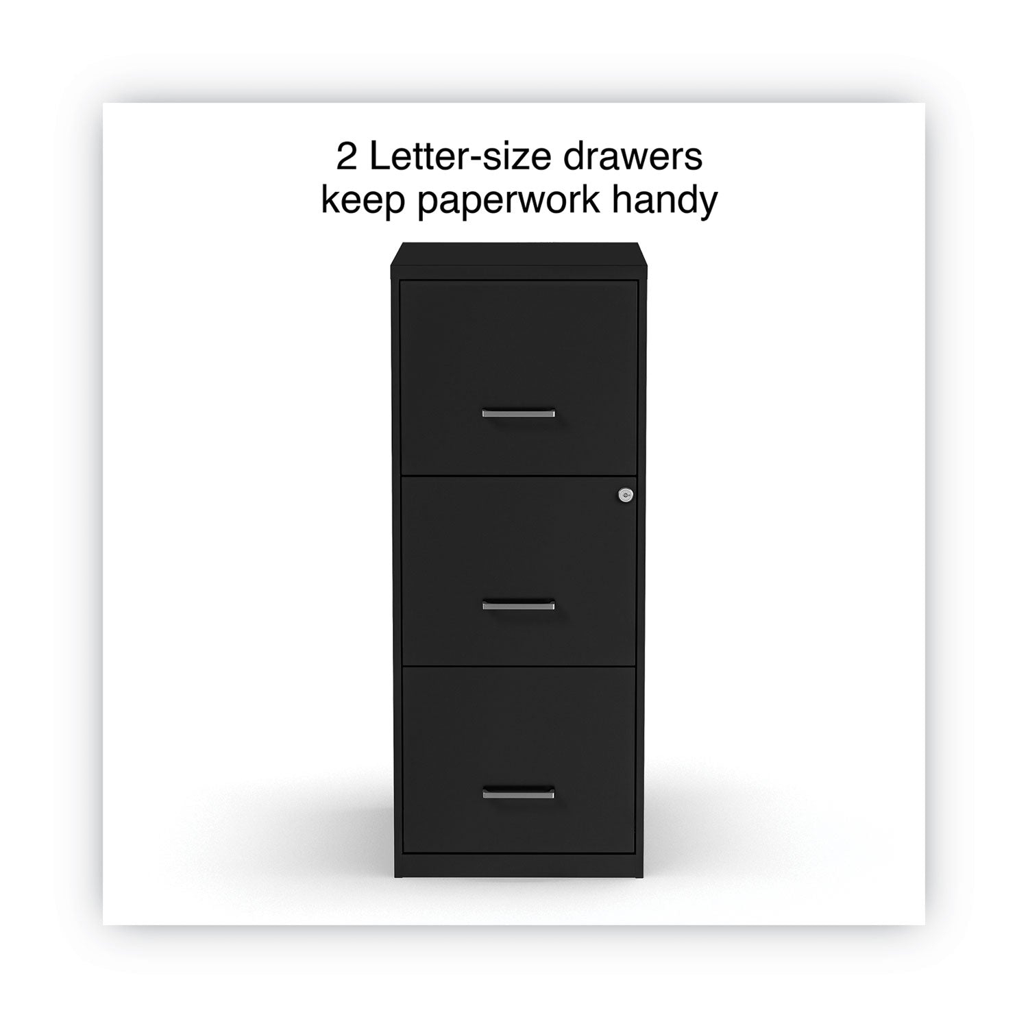 Alera® Soho 3-Drawer Vertical File Cabinet - Letter Size, Black, 14