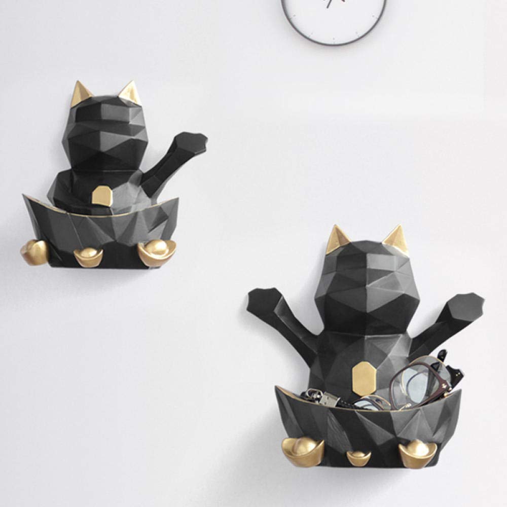 Lucky Cat Resin Statue - Elegant Home & Wedding Decoration, Wall Ornament, Candy Storage Box, Feng Shui Gift for Mother - Perfect for Living Room, Bedroom, Office Desk Decor