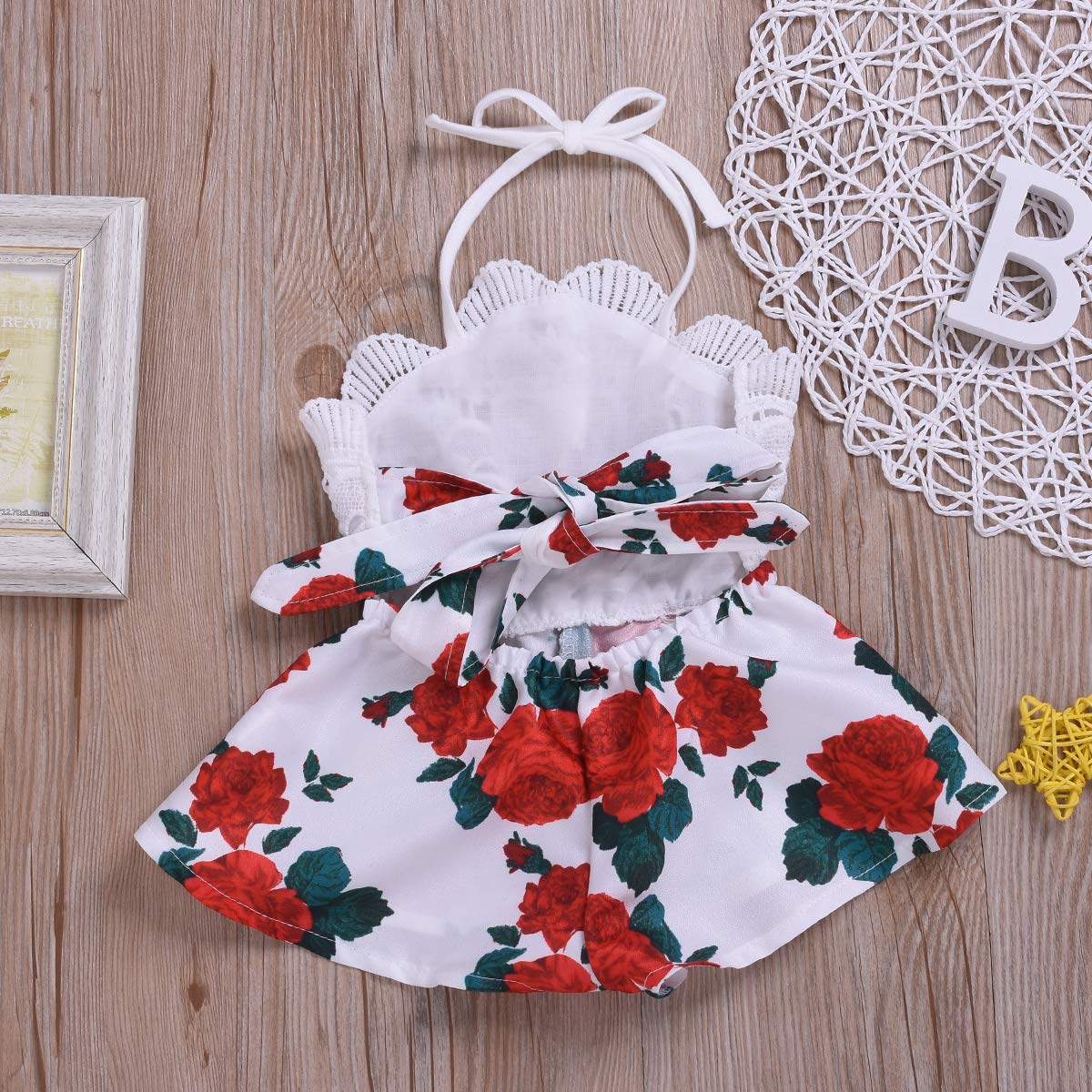 Baby Girl Floral Romper Dress - Newborn Halter Onesie Jumpsuit with Embroidery - Perfect for Summer Outfits, Playdates, and Photo Shoots