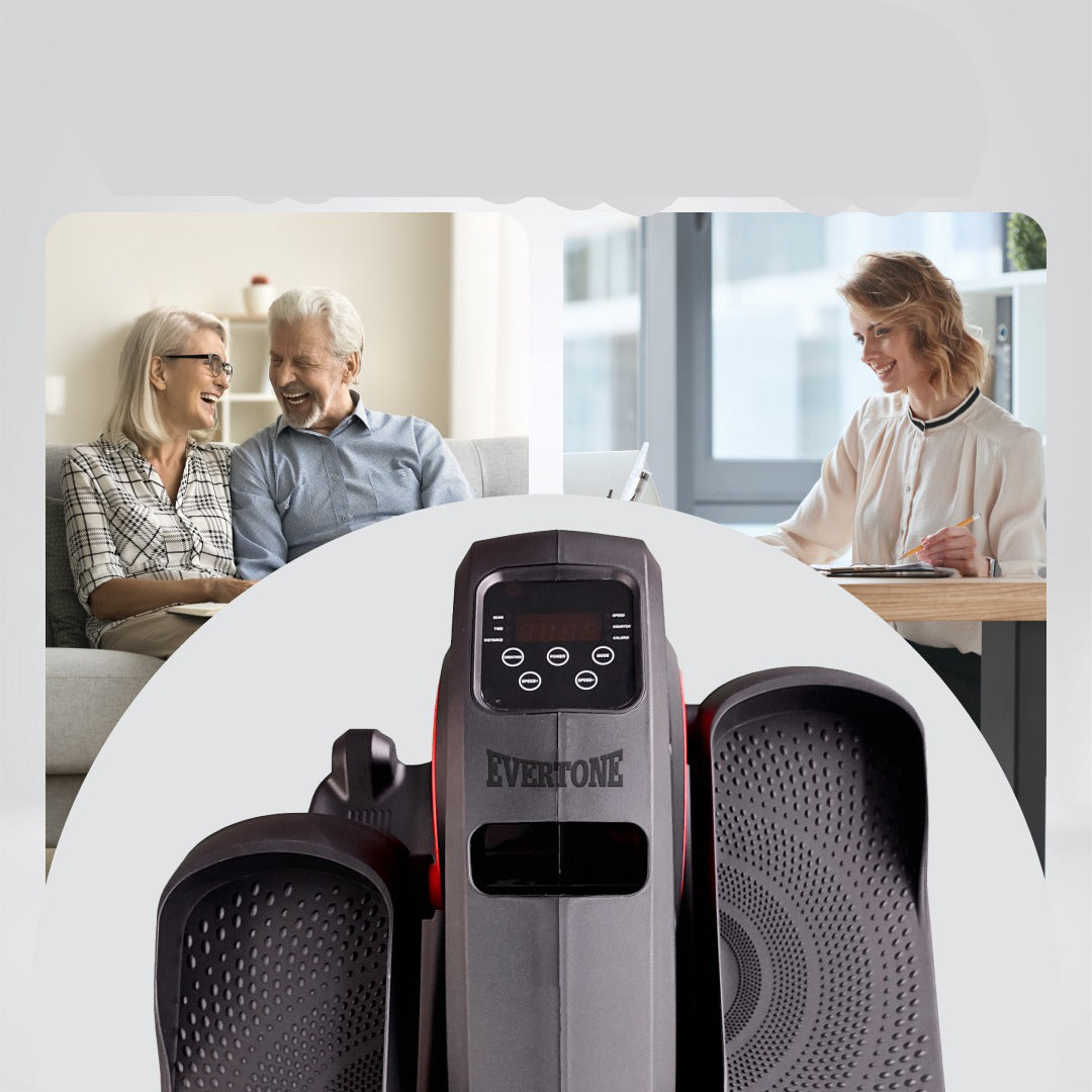 Evertone B Motion Elite Under Desk Elliptical Machine - Telescopic Handle with Built-in Wheels & Exercise Mat - Compact Leg Exerciser for Home & Office Workouts