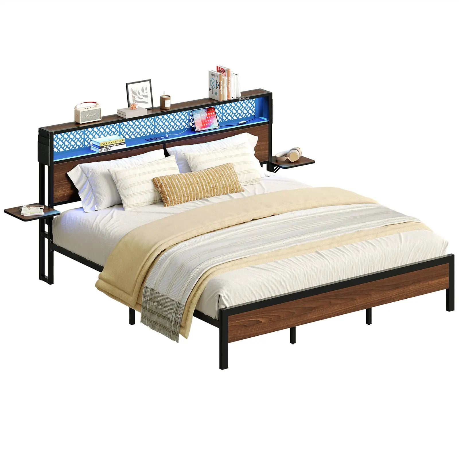 Bestier Full/Queen/King Size Bed Frame with Headboard - Sturdy Metal Platform Bed with Noise-Free Design - Perfect for Master Bedroom, Guest Room & Dormitory