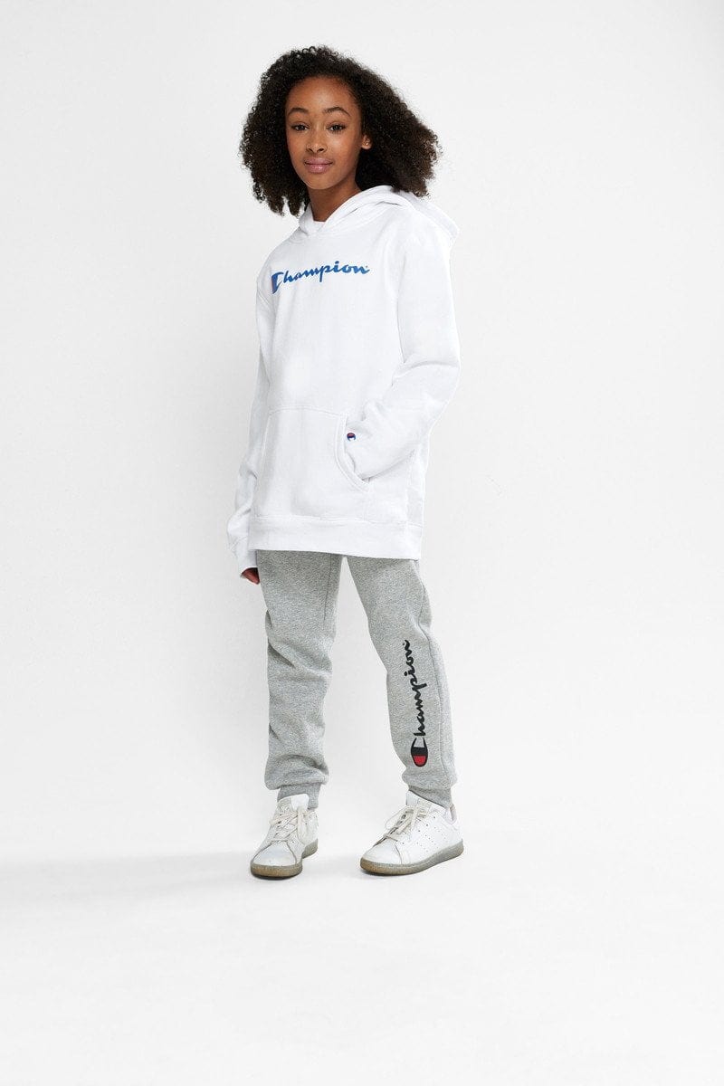 Champion Junior Script Grey Track Pants for Boys & Girls - Comfortable Athletic Joggers for School, Sports & Casual Wear