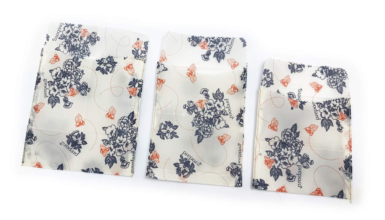 Eco-Friendly Beeswax Food Wraps - 3 Pack Reusable & Biodegradable Food Storage Bags for Freshness - Perfect for Sandwiches, Snacks & Meal Prep