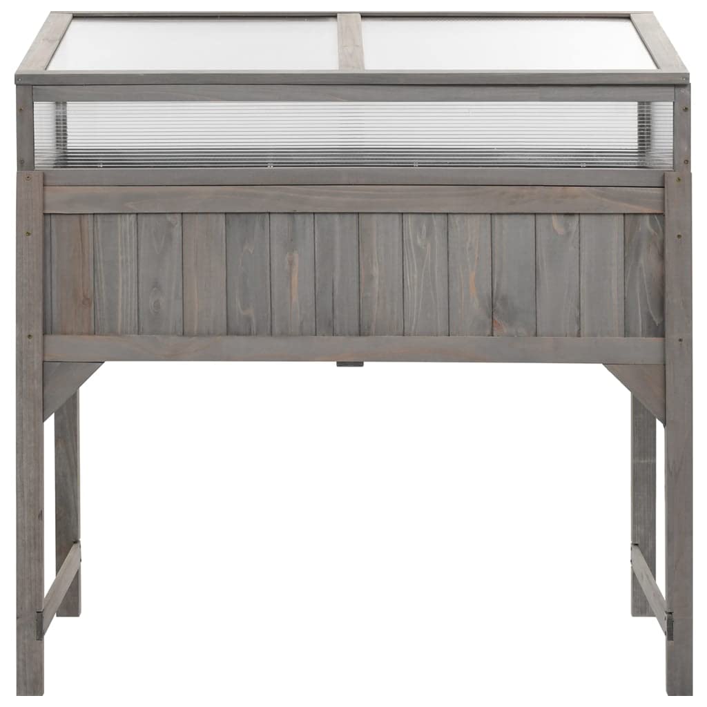 43.3x21.3x47.2 Inch Solid Fir Wood Raised Garden Bed with Greenhouse Cover - Outdoor Planter Box for Balcony, Patio & Yard - Perfect for Growing Vegetables, Flowers & Herbs