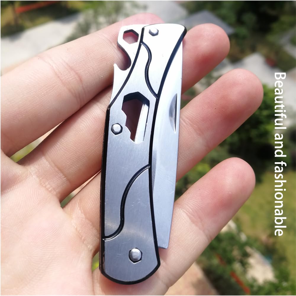 4-Pack Stainless Steel Folding Pocket Knives with Bottle Opener - Compact Self Defense Tool for Camping, Hiking & Everyday Carry (EDC)