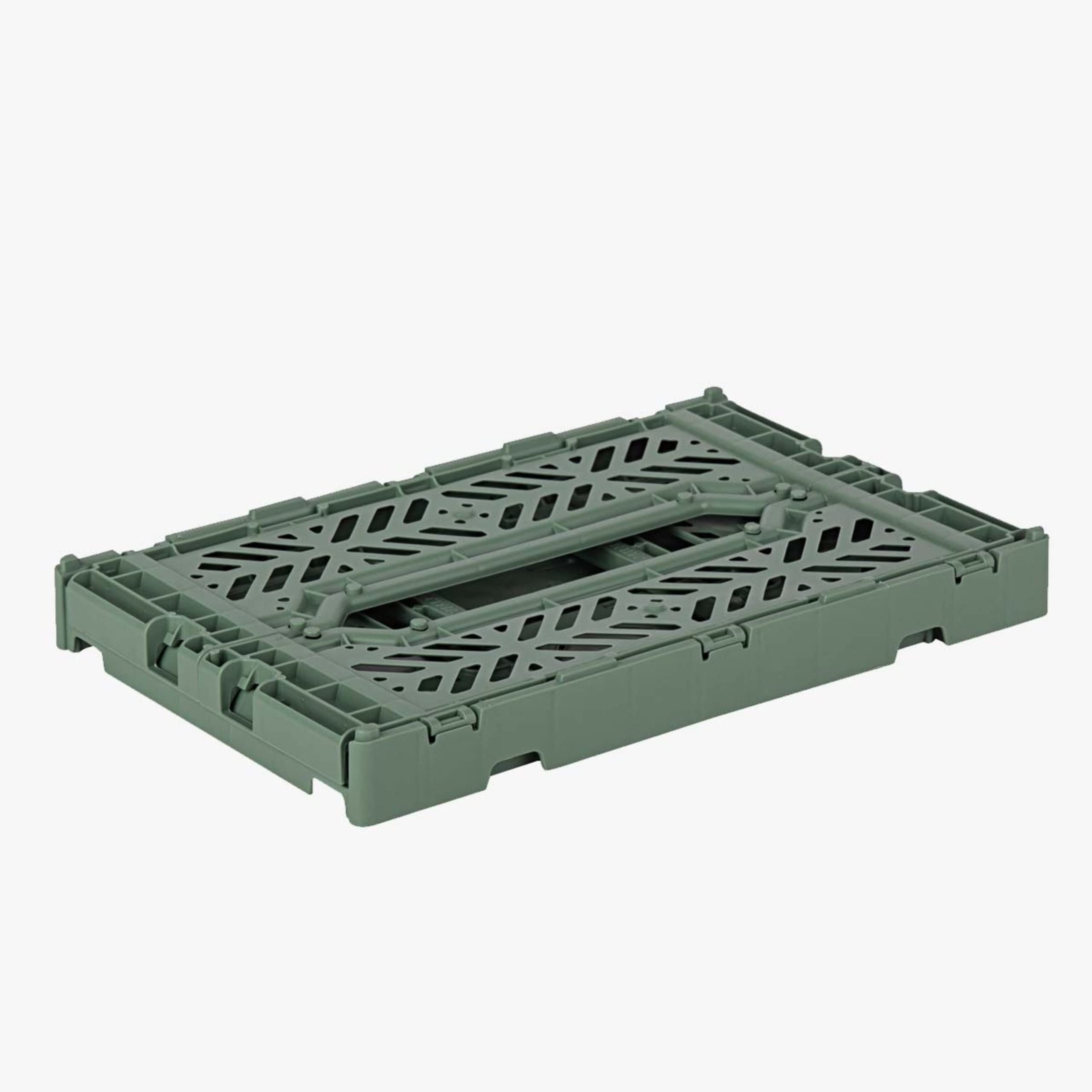 Aykasa Collapsible Storage Bins - Stackable Plastic Crates for Home & Office (Small, Almond Green)