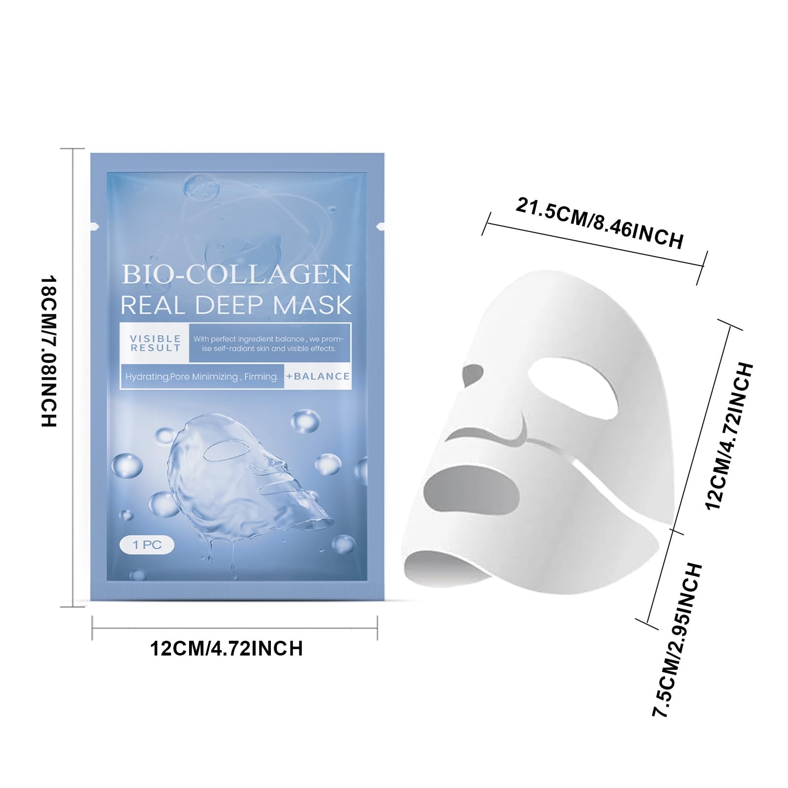 Bio-Collagen Face Mask for Women - Natural Deep Hydration Overnight, Pore Minimizing & Skin Rejuvenation (3Pcs) | Perfect for Nighttime Skincare Routine & Spa Days