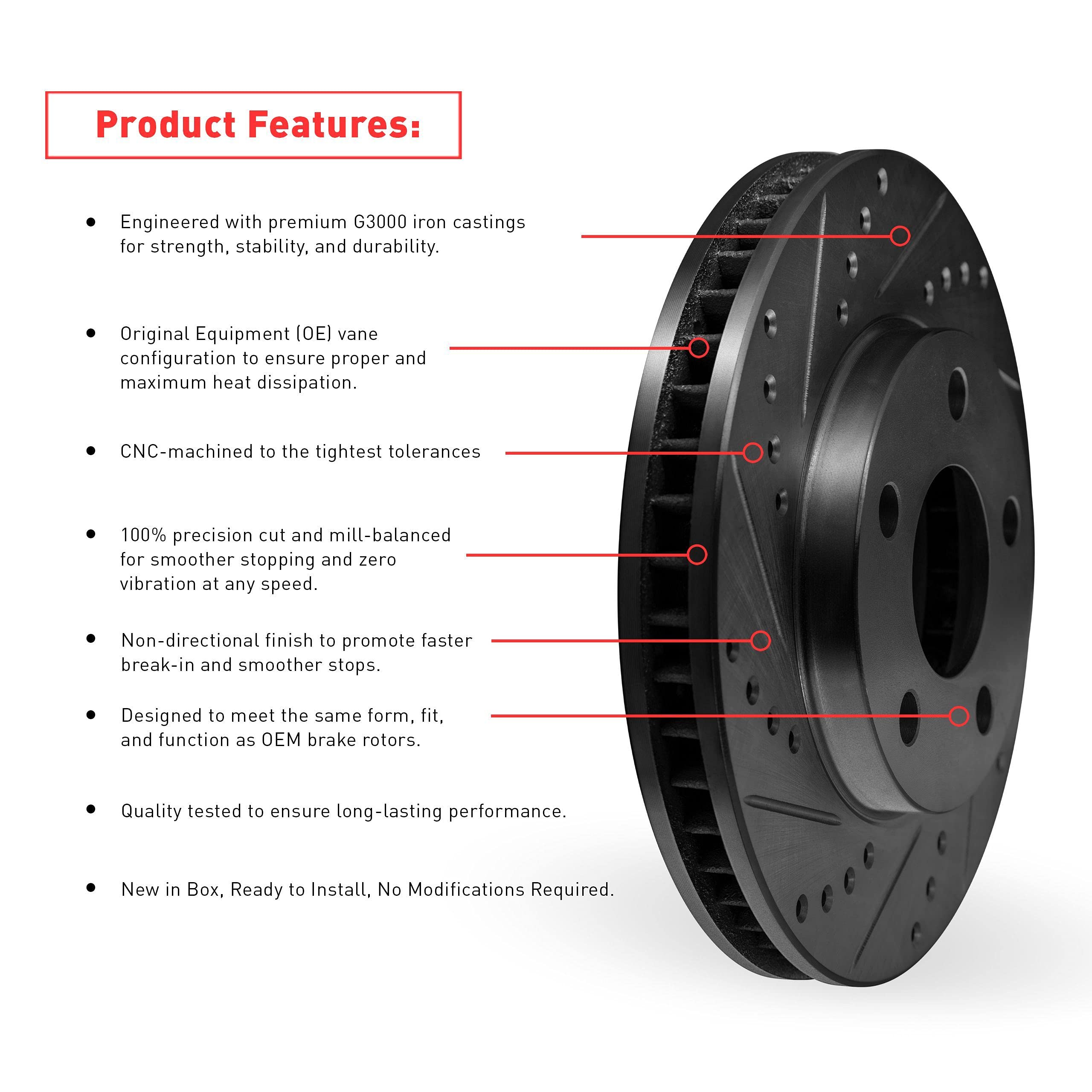 Dynamic Friction Company Ceramic Front Brake Pads and Rotors Kit - High Performance Braking System for Cars, Trucks & SUVs | Ideal for Daily Commuting, Highway Driving & Heavy-Duty Towing | Perfect for Stop-and-Go Traffic, Mountain Roads & Emergency Braking