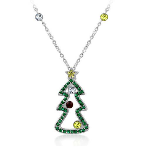 Elegant Cubic Zirconia Christmas Pendant Necklace - Perfect Gift for Holiday Parties & Festive Celebrations