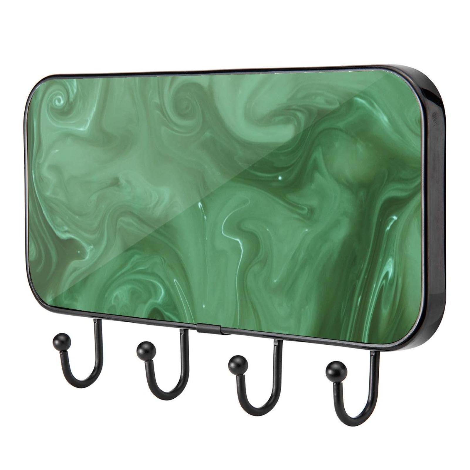 Strong Adhesive Wall Hooks for Hanging - Abstract Green Art Design - Perfect for Bathroom, Kitchen, Bedroom & Office Organization