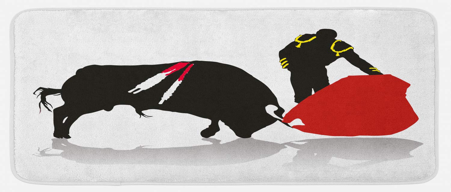 Ambesonne Spanish Kitchen Mat - Non-Slip Bullfighter Design, 47