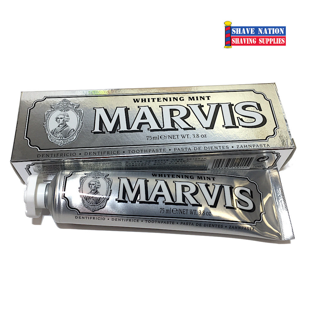 Marvis Whitening Mint Toothpaste - 75ml (2.5oz) Large Tube for Fresh Breath & Teeth Whitening - Perfect for Travel, Home & Office Use