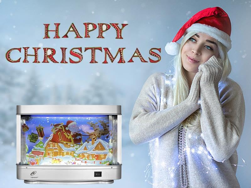 Lightahead Christmas Santa LED Motion Picture Lamp - Virtual Aquarium Night Light for Holiday Decor, Bedroom & Nursery