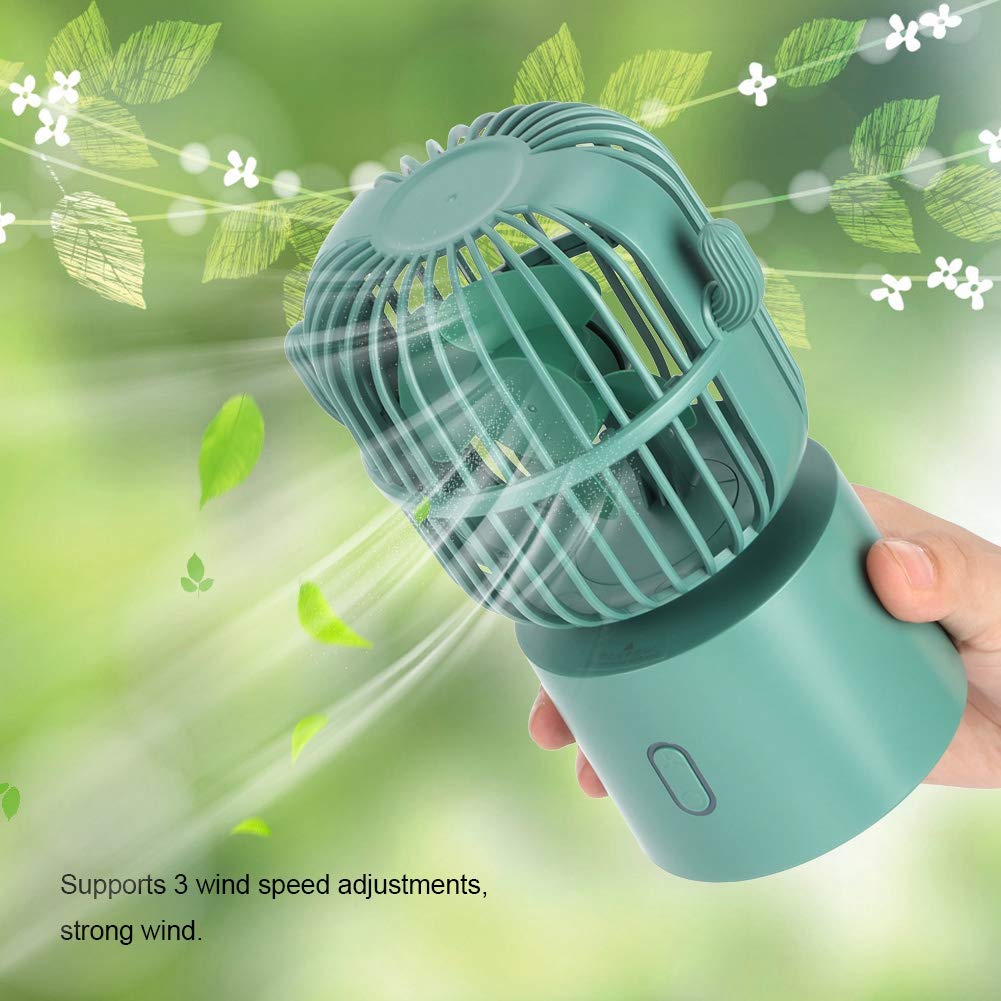 USB Desk Fan - 3 Speed Adjustable, Portable Mini Cactus Desktop Fan with Wide-Angle Oscillation & Dual Charging | Perfect for Home Office, Car, Workstation & Decorative Cooling (Green)