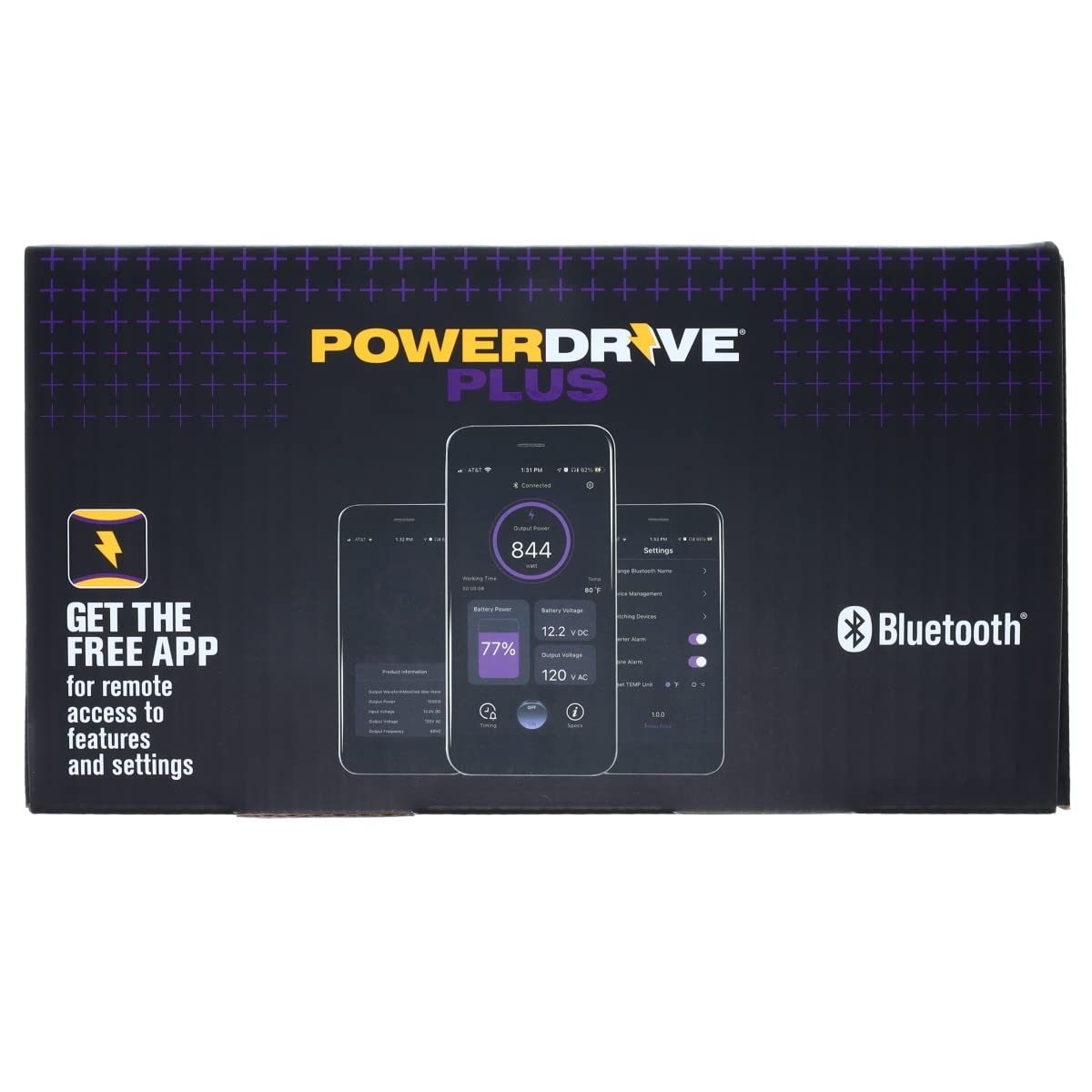 PowerDrive Plus PWD1500P 1500W Pure Sine Wave Power Inverter with Bluetooth Wireless Technology & Remote Control - Perfect for RVs, Camping, Trucks, and Emergency Power Backup