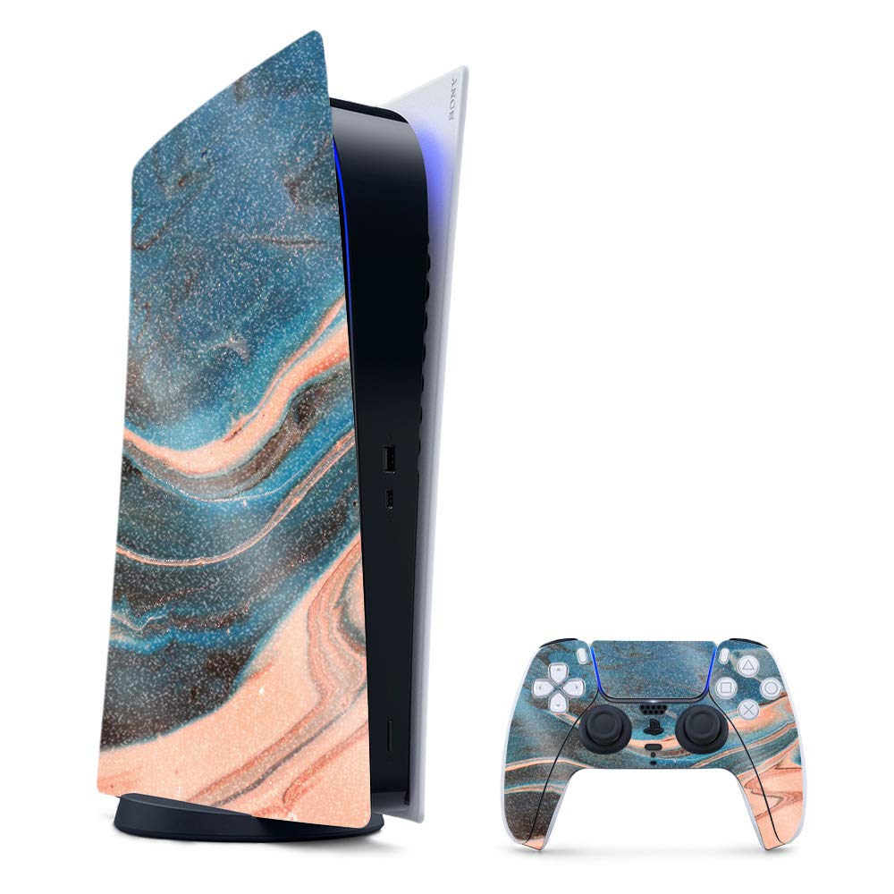 Glossy Glitter PS5 Skin - Sea Dunes | Durable Gaming Cover for Playstation 5 Digital Edition | Easy to Apply | Perfect for Gaming Setup