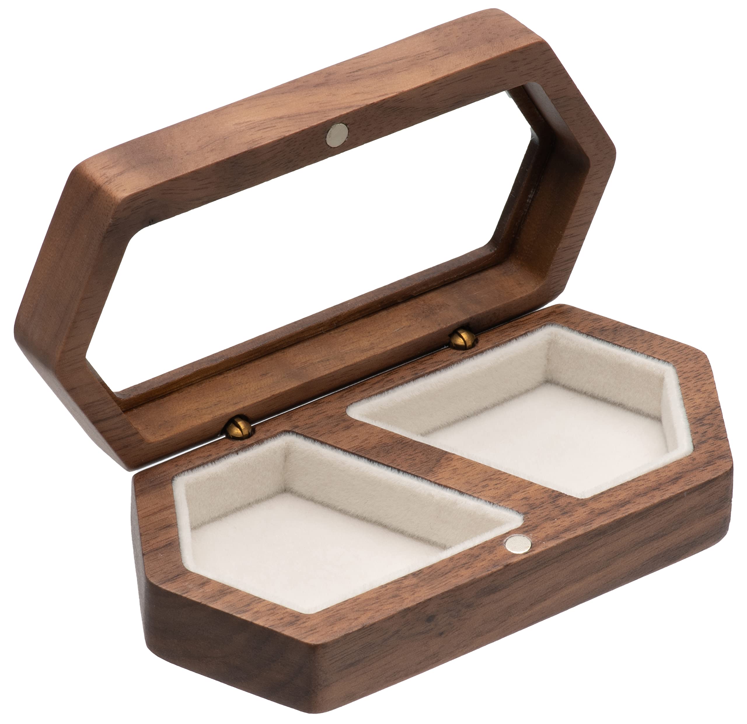 Engagement Wooden Ring Box for 2 Rings - Portable Wedding Ring Holder for Proposal & Ceremony - Perfect for Wedding, Vow Renewal & Anniversary Gifts