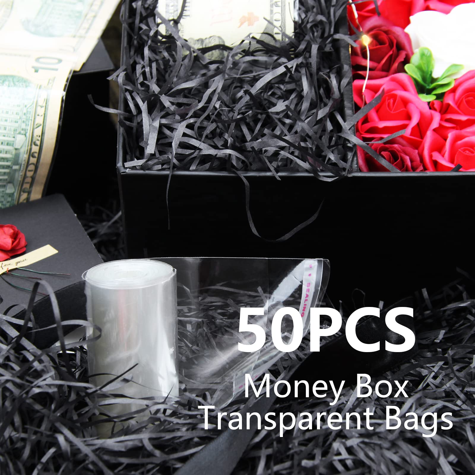 Luxury Money Pull Out Gift Box with Flowers & Ribbon - Elegant Cash Present Box for Birthday, Anniversary, Wedding - Perfect Gift for Wife, Girlfriend, Mother, Friend - Great for Surprise Parties & Special Occasions